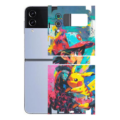 Samsung M/F/Note/Flip and C Phone Skins (All Models) - Ash & Pikachu - Matte Finish (M-26) Samsung Galaxy Z Flip 4
