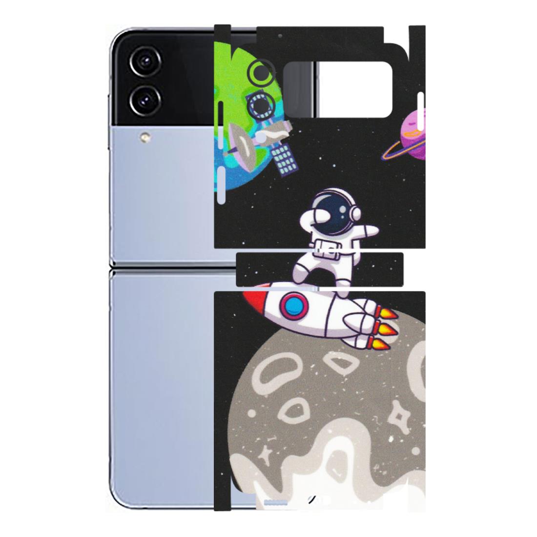 Samsung M/F/Note/Flip and C Phone Skins (All Models) - Astronaut Vibing Toon Running - Matte Finish (M-39) Samsung Galaxy Z Flip 4