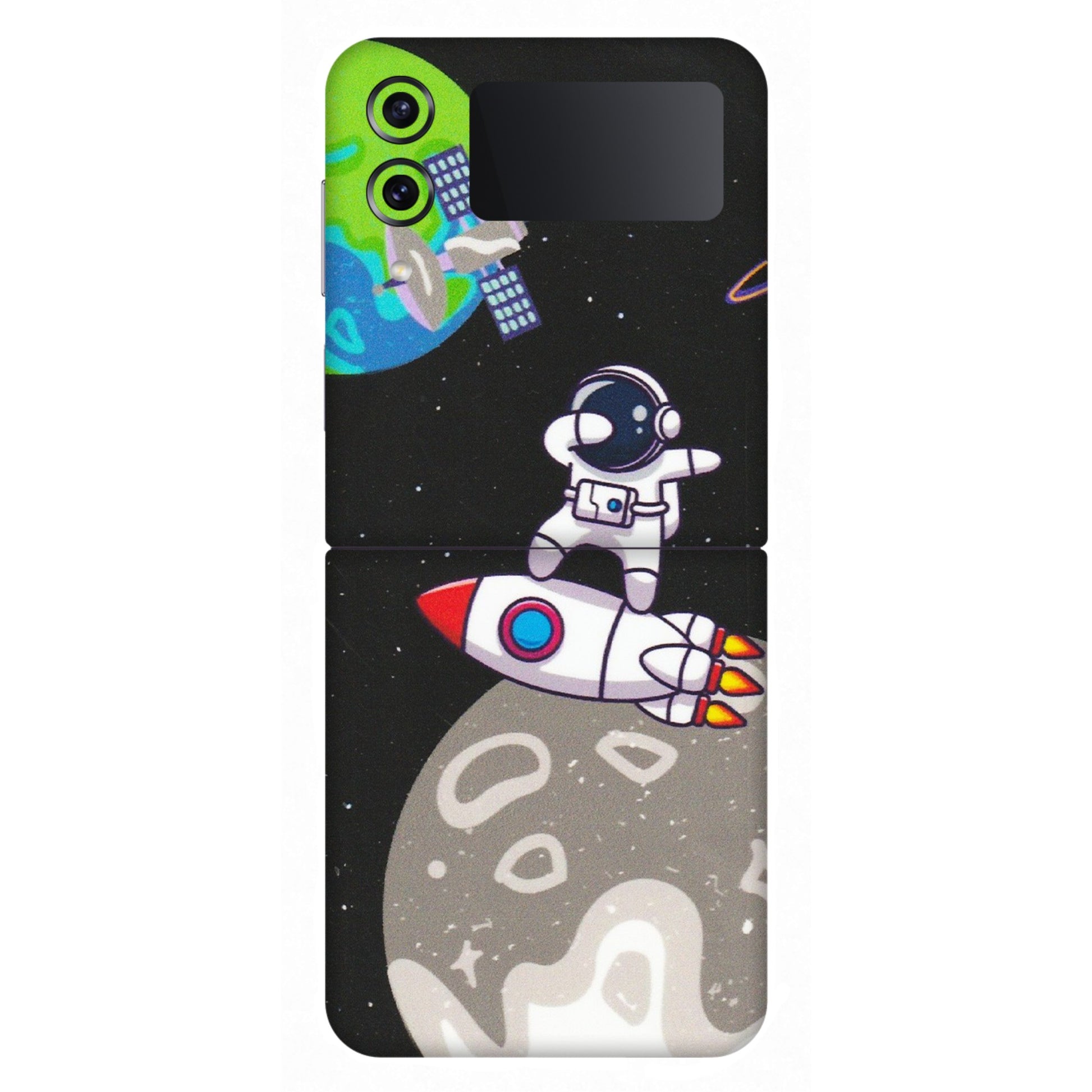 Samsung M/F/Note/Flip and C Phone Skins (All Models) - Astronaut Vibing Toon Running - Matte Finish (M-39) Samsung Galaxy Z Flip 4