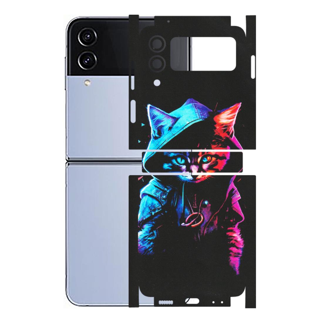Samsung M/F/Note/Flip and C Phone Skins (All Models) - Cyberpunk Cat - Matte Finish (M-45) Samsung Galaxy Z Flip 4
