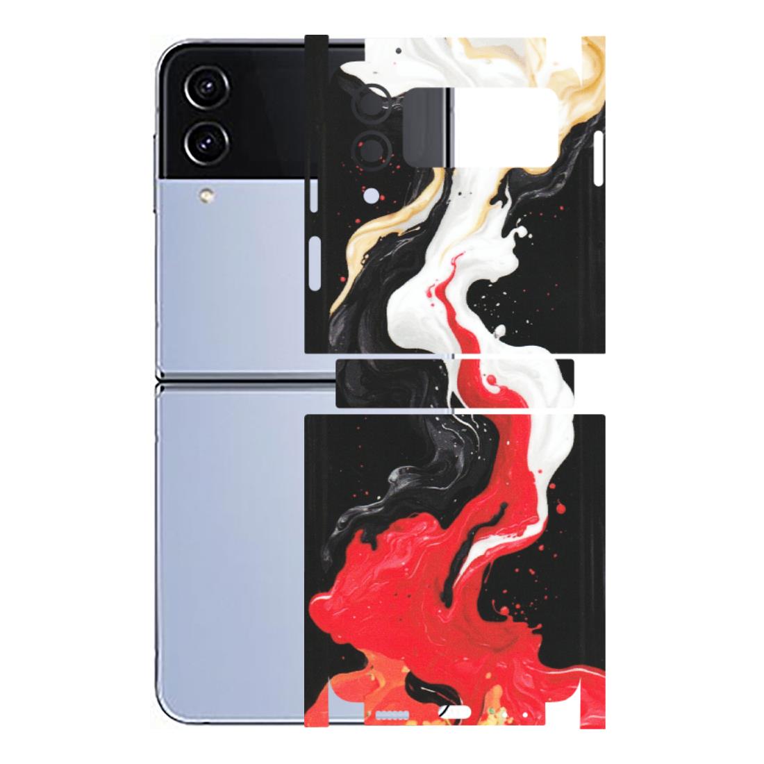 Samsung M/F/Note/Flip and C Phone Skins (All Models) - Black Red White Paint Splash Fusion - Matte Finish (M-56) Samsung Galaxy Z Flip 4