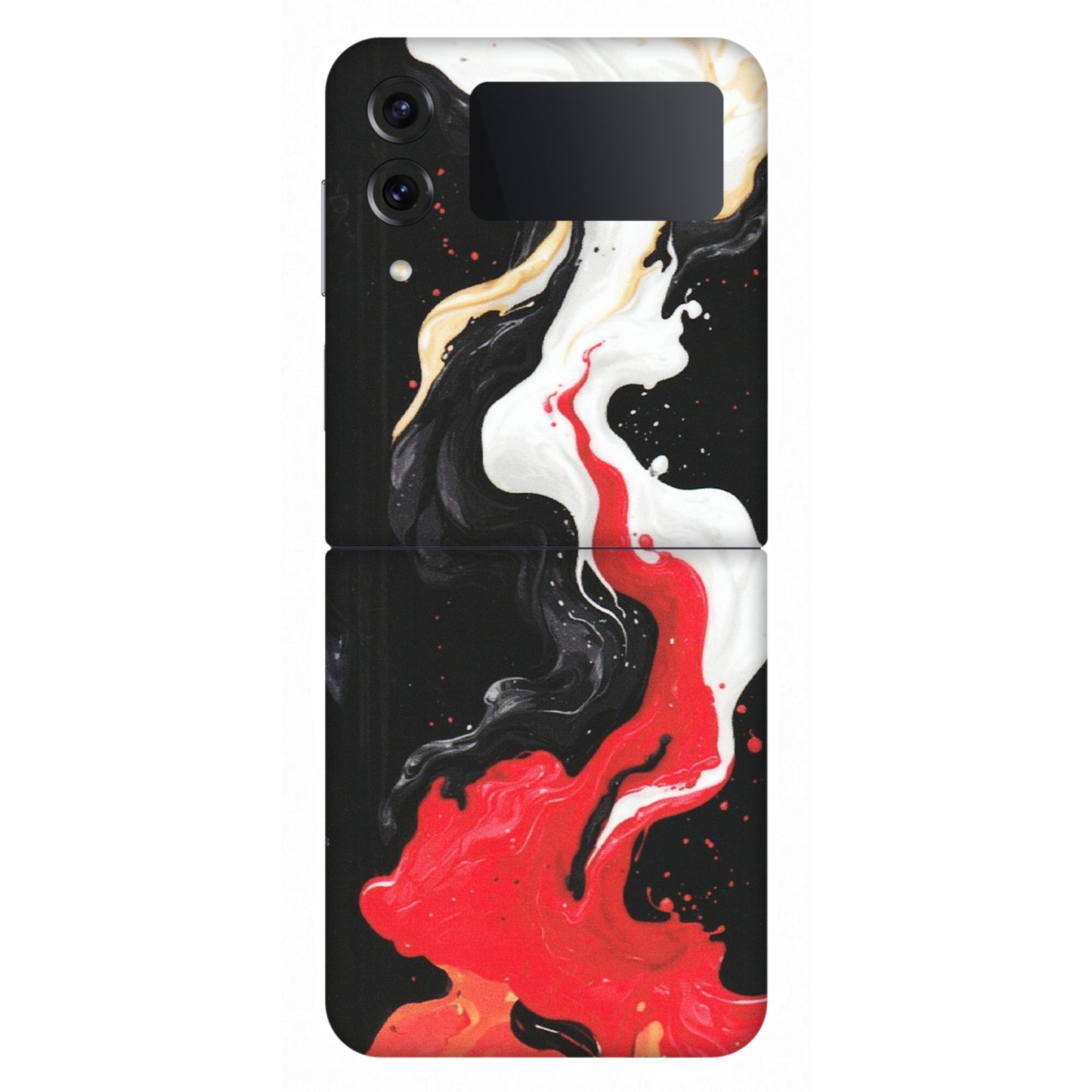 Samsung M/F/Note/Flip and C Phone Skins (All Models) - Black Red White Paint Splash Fusion - Matte Finish (M-56) Samsung Galaxy Z Flip 4
