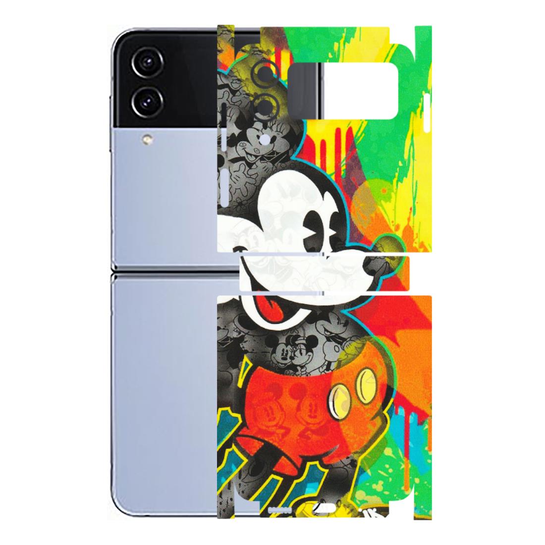 Samsung M/F/Note/Flip and C Phone Skins (All Models) - Multiple Mickey With Colourful Texture - Matte Finish (M-84) Samsung Galaxy Z Flip 4