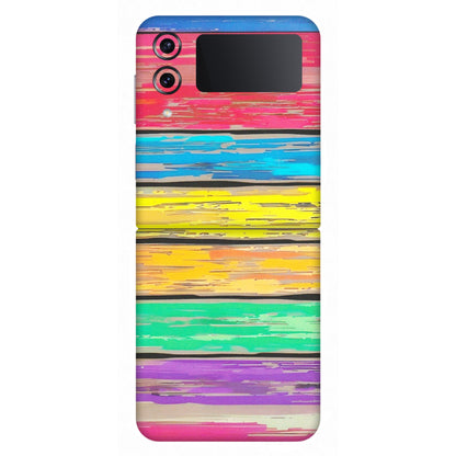 Samsung M/F/Note/Flip and C Phone Skins (All Models) - Multi Colour Wooden Wall - Matte Finish (M-96) Samsung Galaxy Z Flip 4