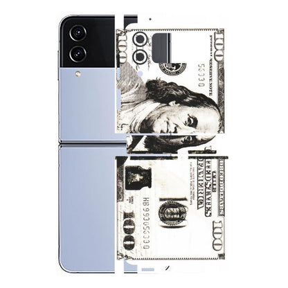 Samsung M/F/Note/Flip and C Phone Skins (All Models) - 100 Dollar Currency - Transparent Finish (T-01) Samsung Galaxy Z Flip 4