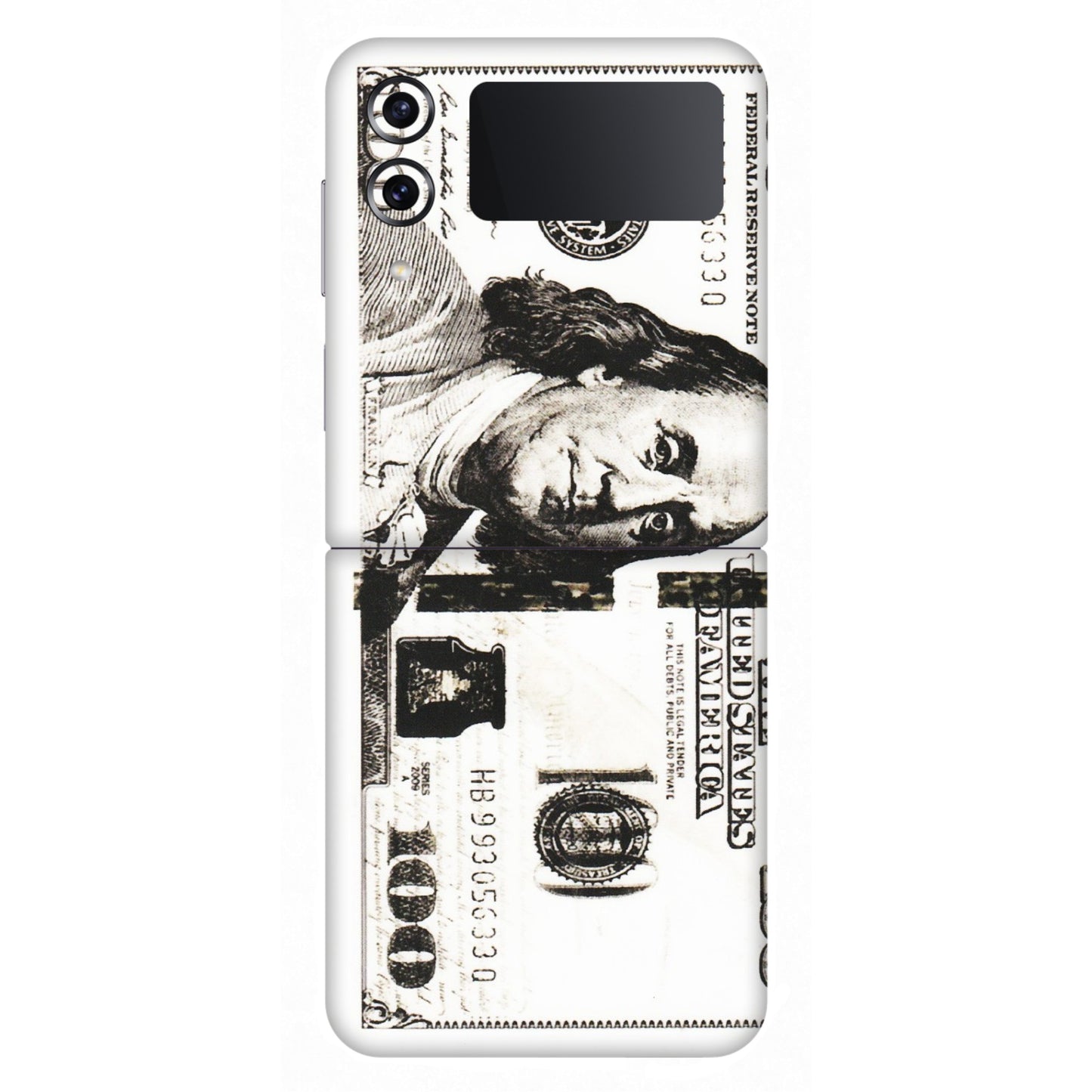Samsung M/F/Note/Flip and C Phone Skins (All Models) - 100 Dollar Currency - Transparent Finish (T-01) Samsung Galaxy Z Flip 4
