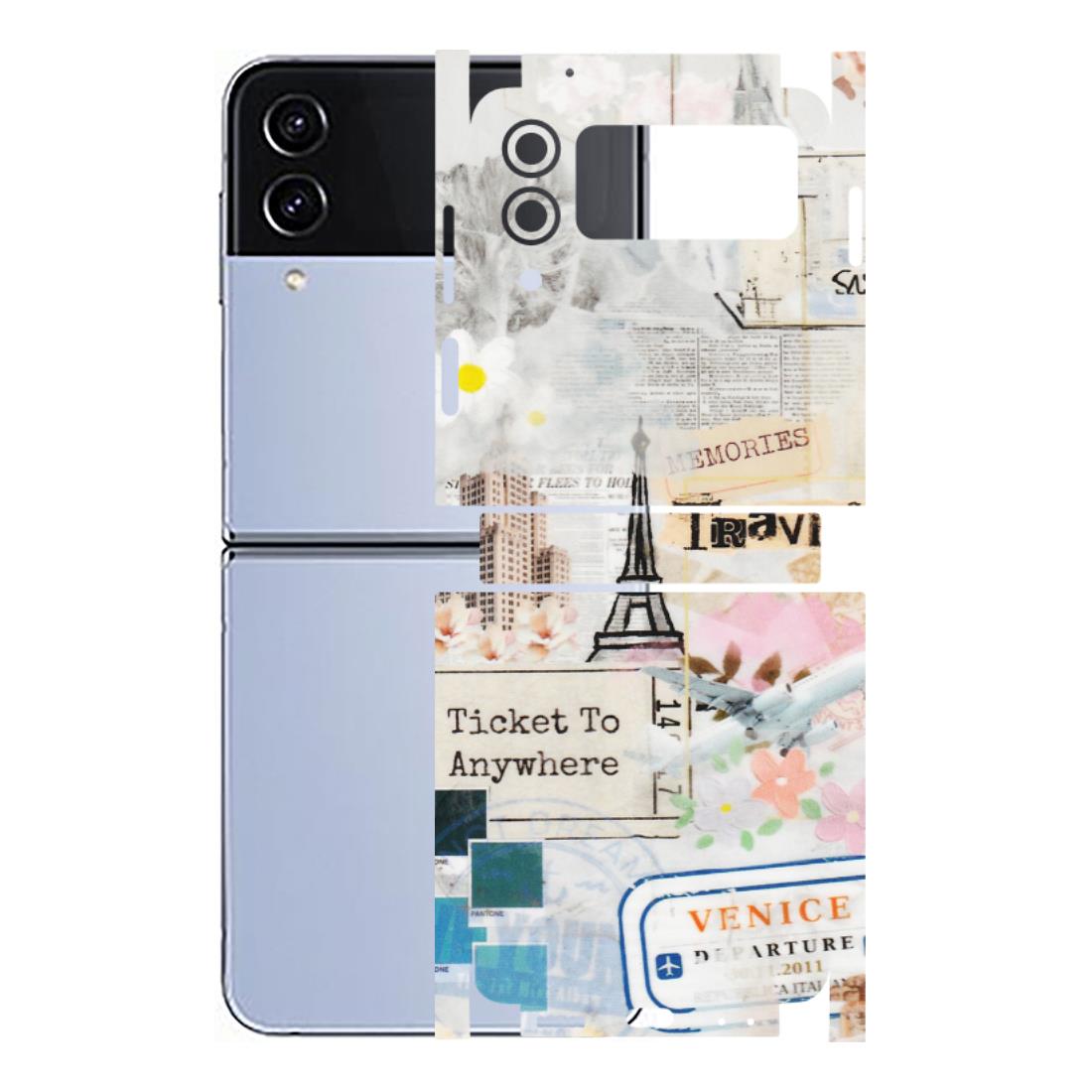Samsung M/F/Note/Flip and C Phone Skins (All Models) - Travel Memories - Transparent Finish (T-09) Samsung Galaxy Z Flip 4
