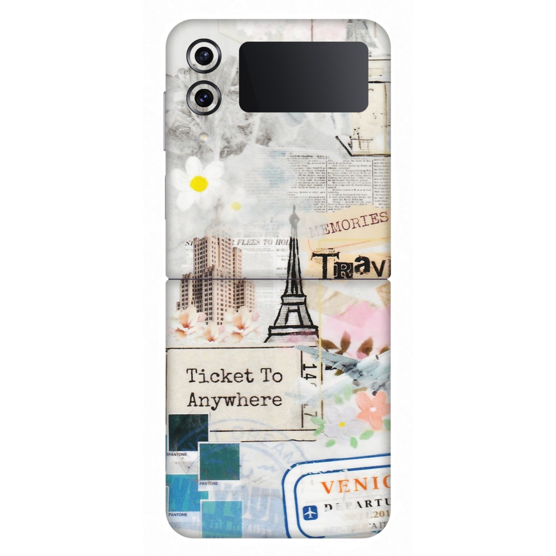Samsung M/F/Note/Flip and C Phone Skins (All Models) - Travel Memories - Transparent Finish (T-09) Samsung Galaxy Z Flip 4