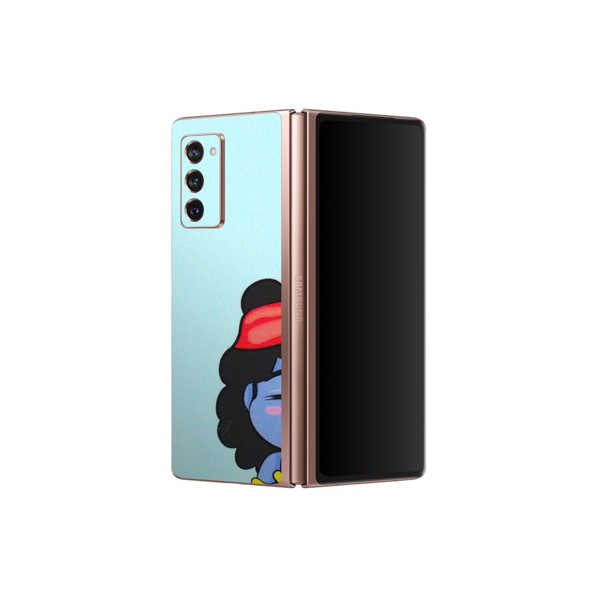 Samsung M/F/Note/Flip and C Phone Skins (All Models) - Radhe Radhe Cute Toon - 3D Embossed Finish (L-05) Samsung Galaxy Z Fold 2