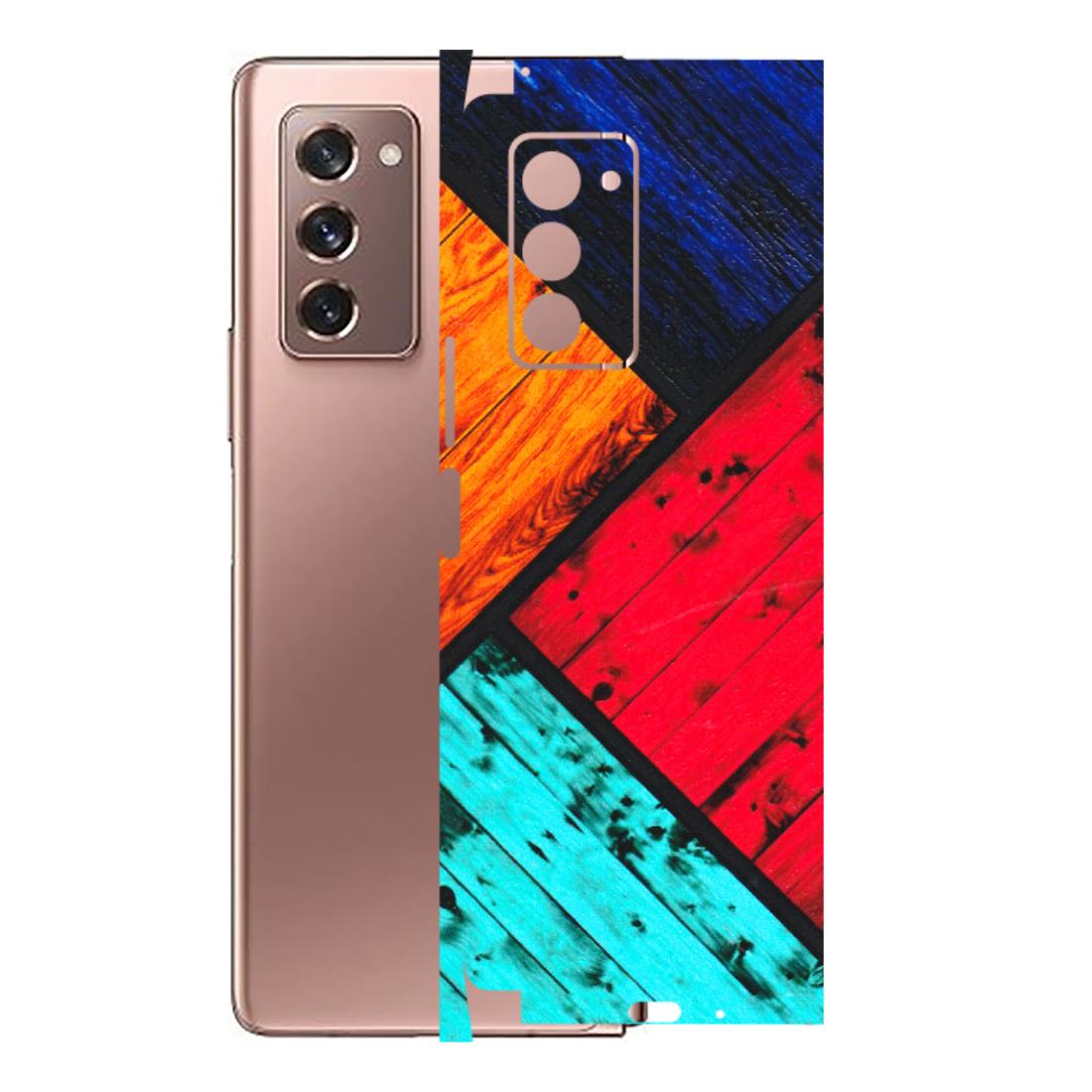 Samsung M/F/Note/Flip and C Phone Skins (All Models) - Colourful Wood Panels Abstract - 3D Embossed Finish (L-09) Samsung Galaxy Z Fold 2