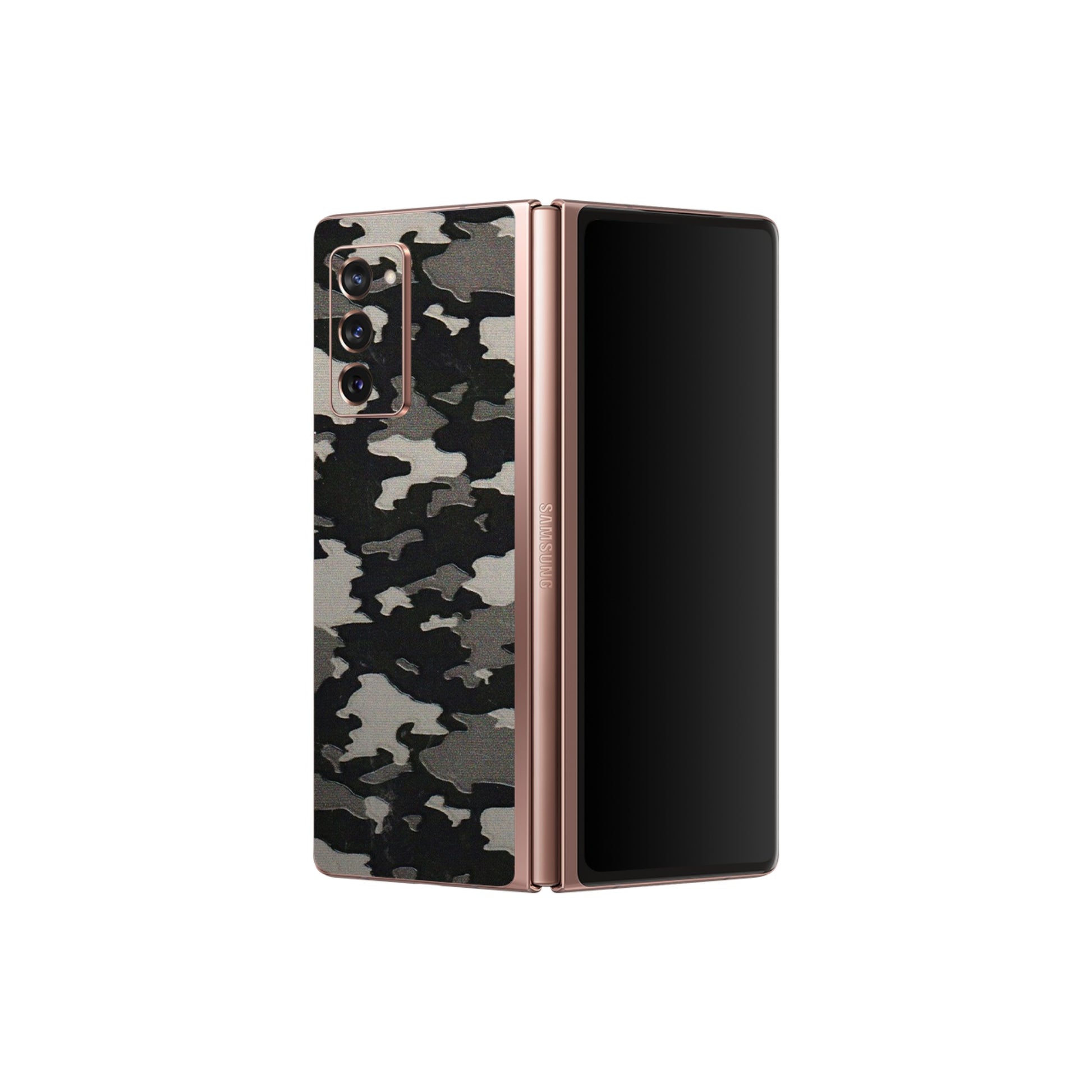 Samsung M/F/Note/Flip and C Phone Skins (All Models) - Black/Grey Camoflaunge - 3D Embossed Finish (L-142) Samsung Galaxy Z Fold 2