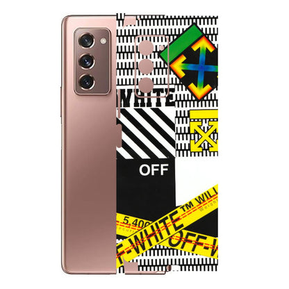 Samsung M/F/Note/Flip and C Phone Skins (All Models) - White Off Abstract - 3D Embossed Finish (L-172) Samsung Galaxy Z Fold 2