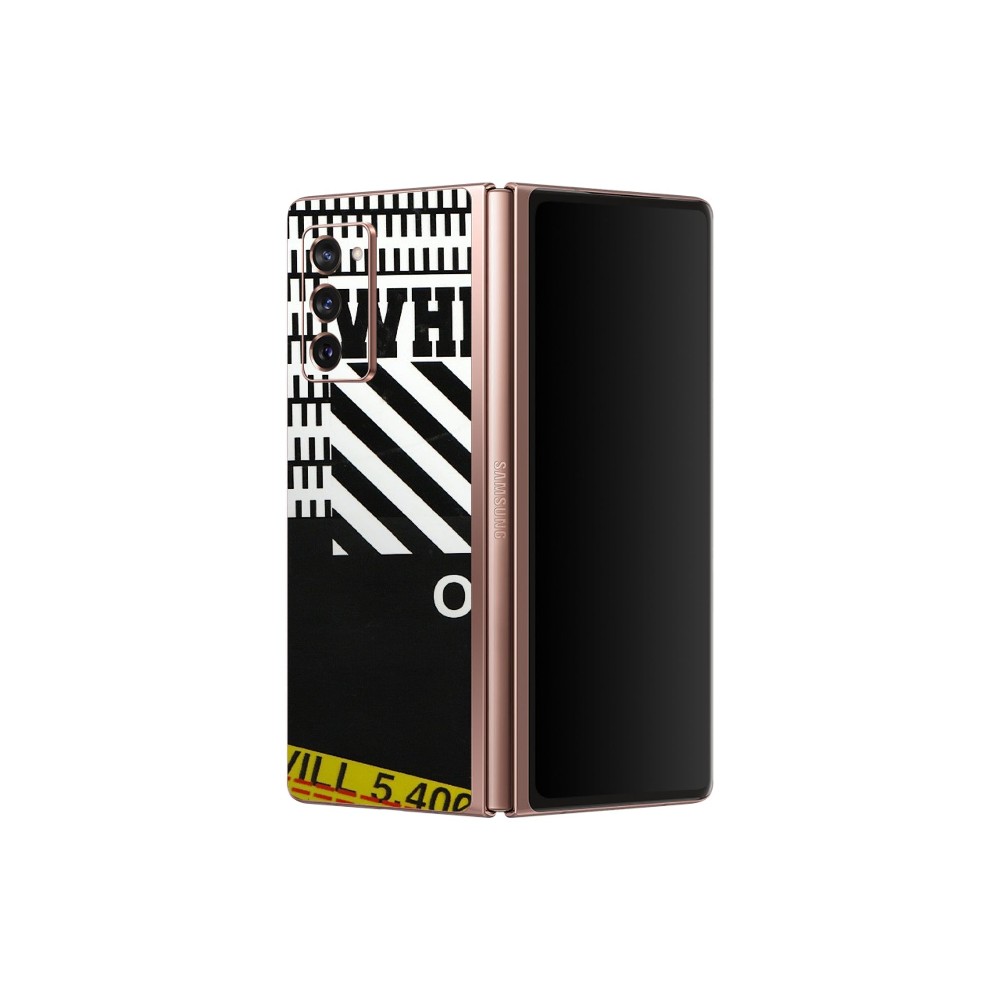 Samsung M/F/Note/Flip and C Phone Skins (All Models) - White Off Abstract - 3D Embossed Finish (L-172) Samsung Galaxy Z Fold 2
