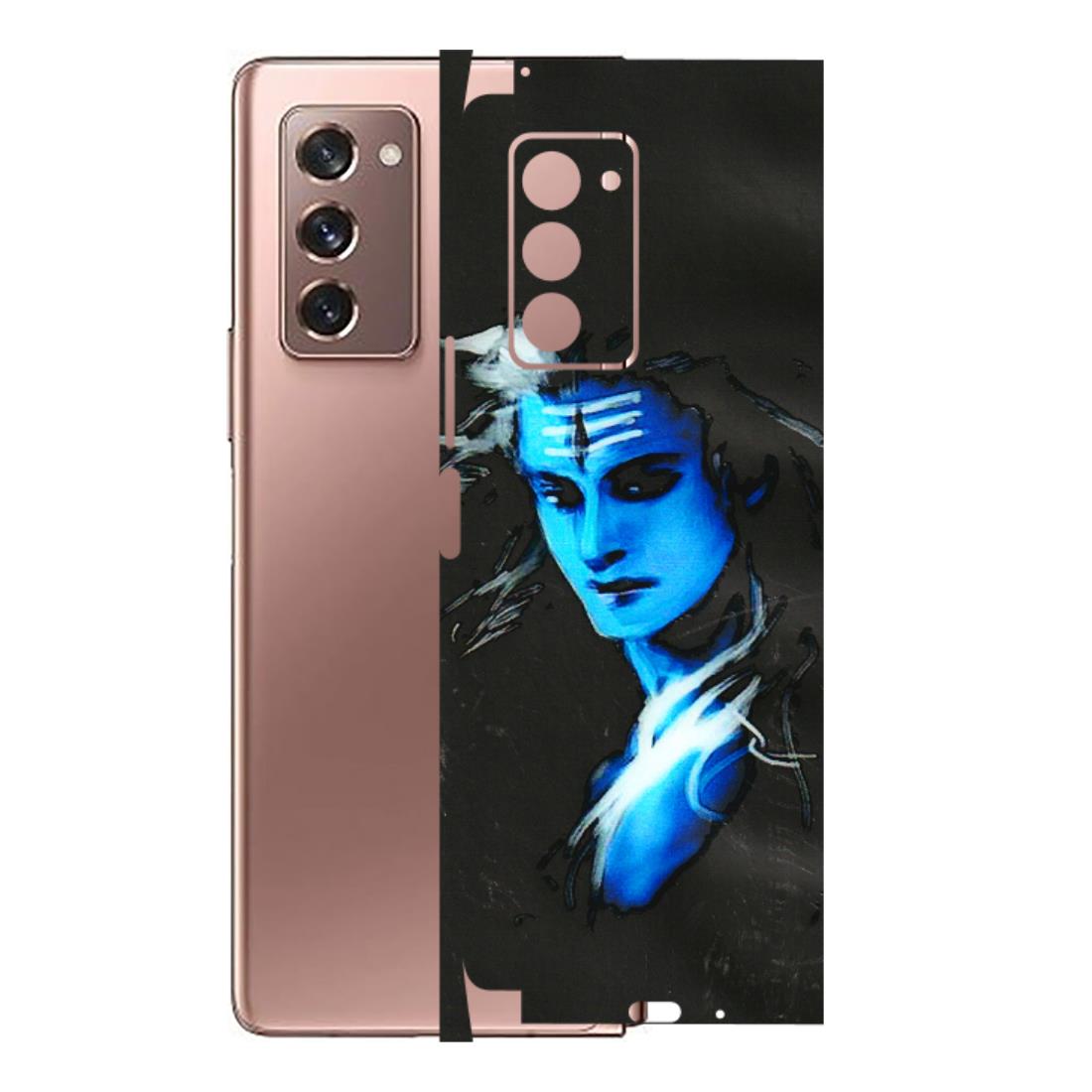 Samsung M/F/Note/Flip and C Phone Skins (All Models) - Har Har Mahadev Blue/Black - 3D Embossed Finish (L-185) Samsung Galaxy Z Fold 2