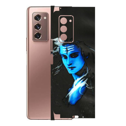 Samsung M/F/Note/Flip and C Phone Skins (All Models) - Har Har Mahadev Blue/Black - 3D Embossed Finish (L-185) Samsung Galaxy Z Fold 2