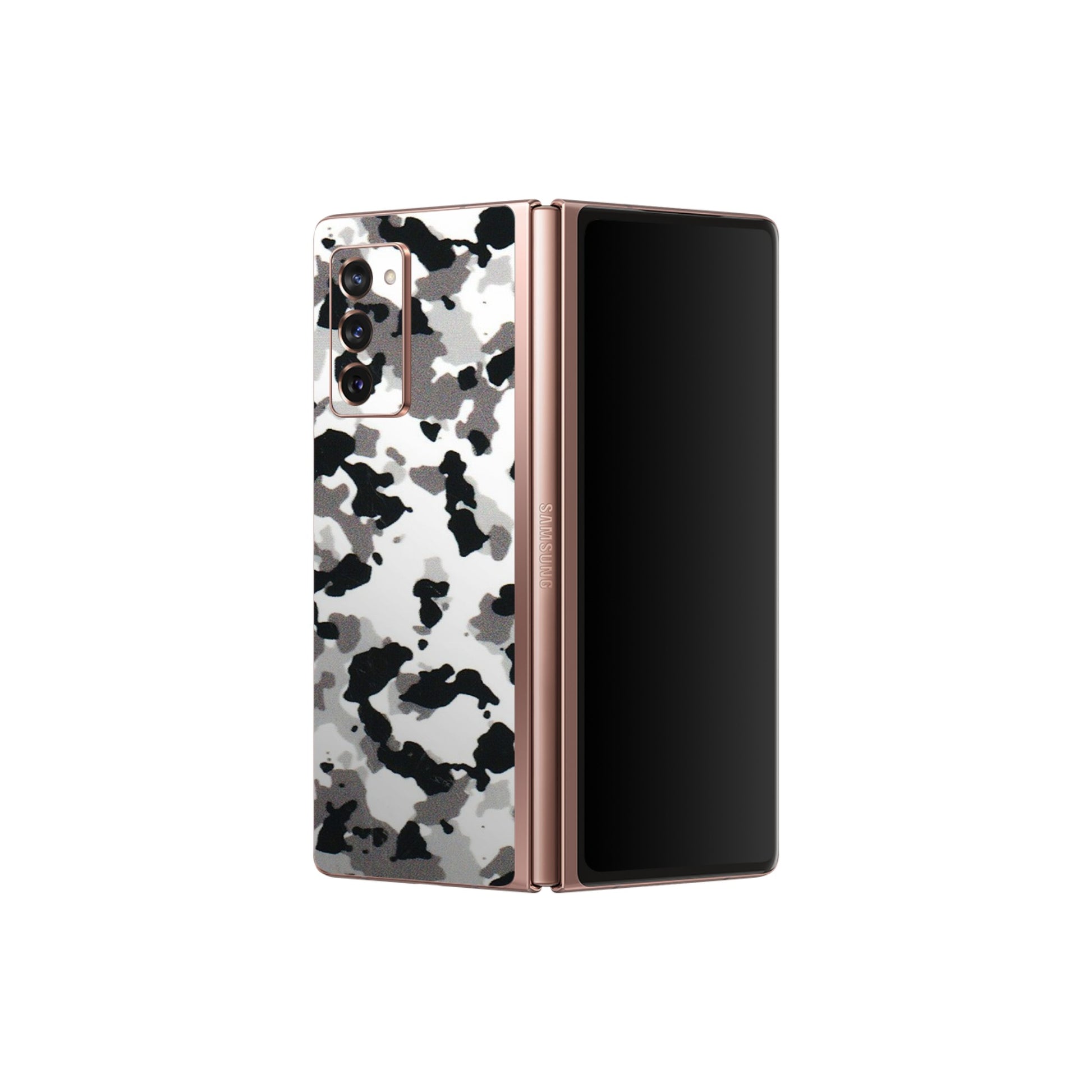 Samsung M/F/Note/Flip and C Phone Skins (All Models) - White Black Camouflage - 3D Embossed Finish (L-18) Samsung Galaxy Z Fold 2