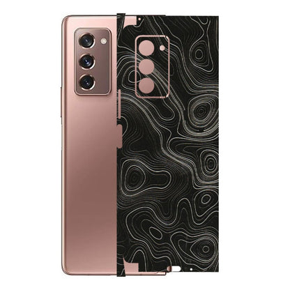 Samsung M/F/Note/Flip and C Phone Skins (All Models) - Black Swirl - 3D Embossed Finish (L-196) Samsung Galaxy Z Fold 2