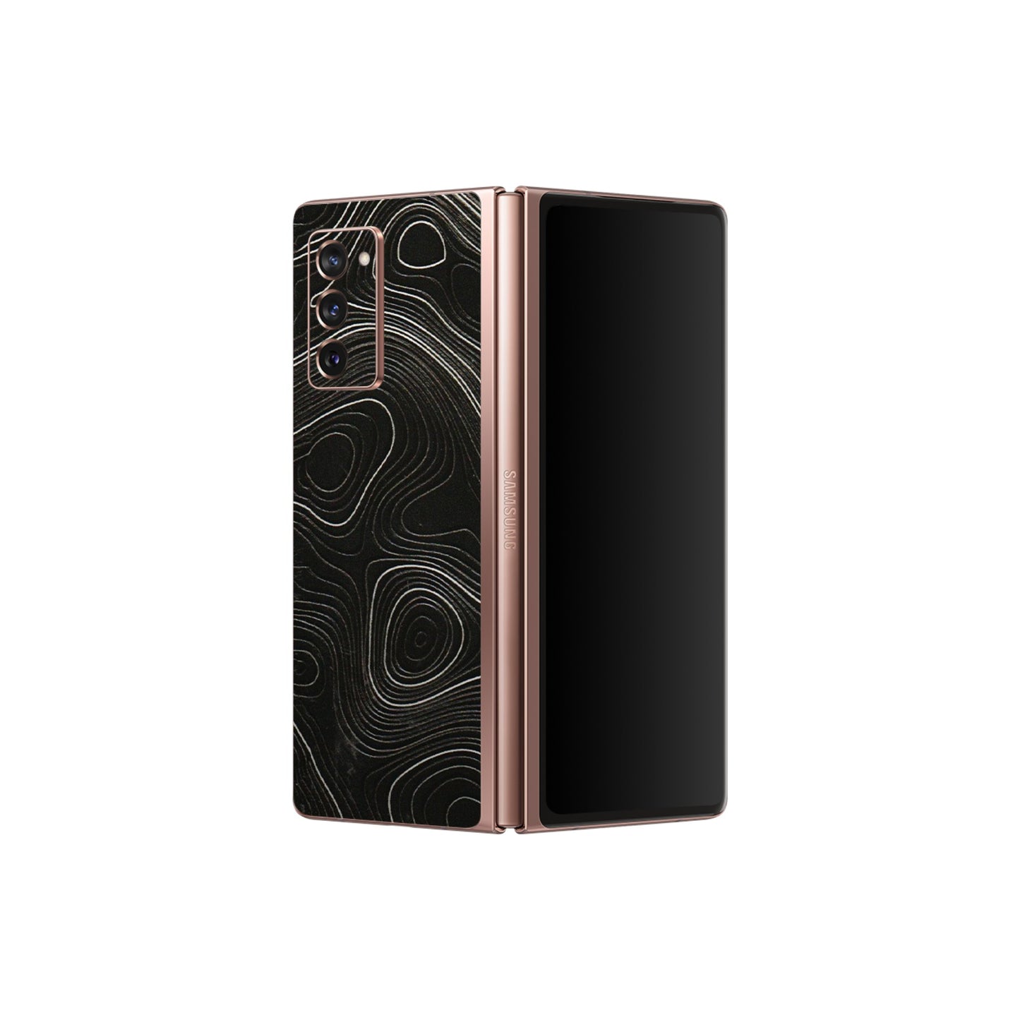 Samsung M/F/Note/Flip and C Phone Skins (All Models) - Black Swirl - 3D Embossed Finish (L-196) Samsung Galaxy Z Fold 2