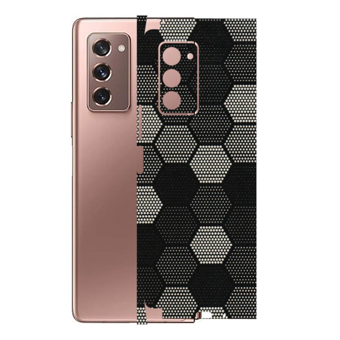 Samsung M/F/Note/Flip and C Phone Skins (All Models) - Black & White Dotted Honeycomb Texture - 3D Embossed Finish (L-202) Samsung Galaxy Z Fold 2