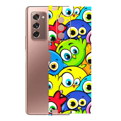 Samsung M/F/Note/Flip and C Phone Skins (All Models) - Cute Fluffy Birds - 3D Embossed Finish (L-213) Samsung Galaxy Z Fold 2