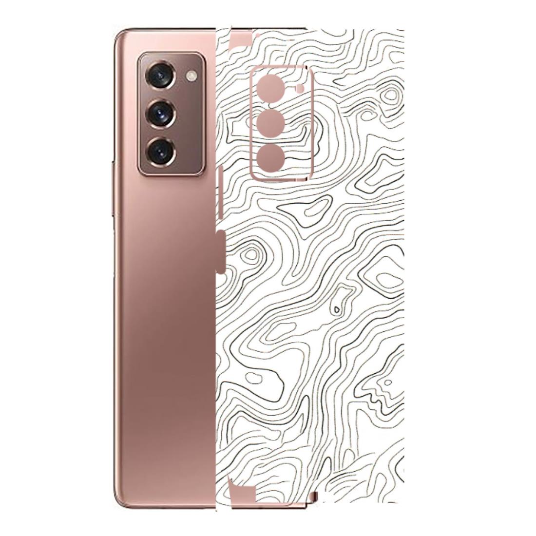 Samsung M/F/Note/Flip and C Phone Skins (All Models) - White Black Swirls - 3D Embossed Finish (L-219) Samsung Galaxy Z Fold 2