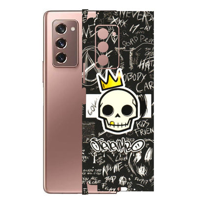 Samsung M/F/Note/Flip and C Phone Skins (All Models) - Funny Skull Black Chalk Grafitti - 3D Embossed Finish (L-22) Samsung Galaxy Z Fold 2