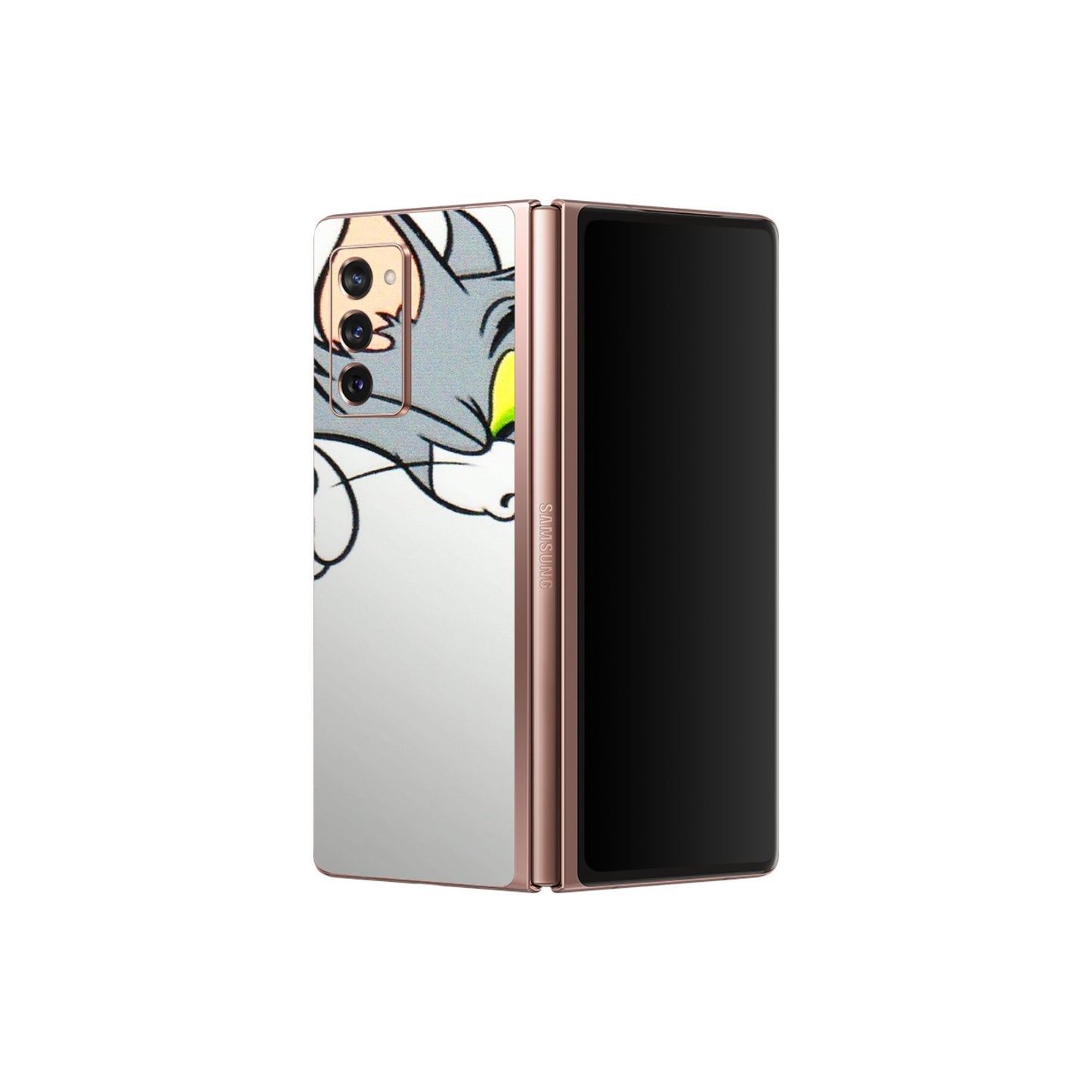 Samsung M/F/Note/Flip and C Phone Skins (All Models) - Cute Tom And Jerry - 3D Embossed Finish (L-220) Samsung Galaxy Z Fold 2