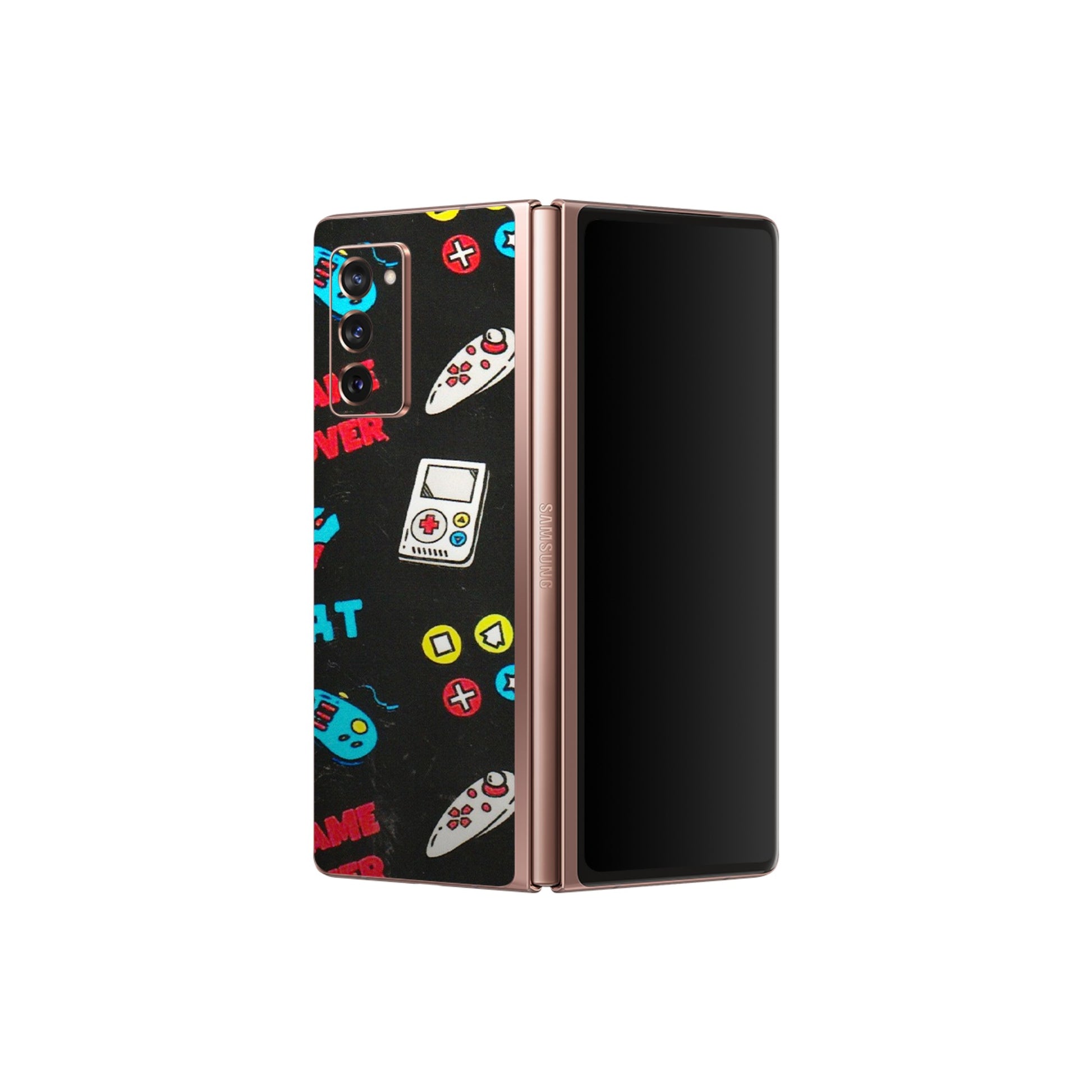 Samsung M/F/Note/Flip and C Phone Skins (All Models) - Gaming Doodles - 3D Embossed Finish (L-224) Samsung Galaxy Z Fold 2