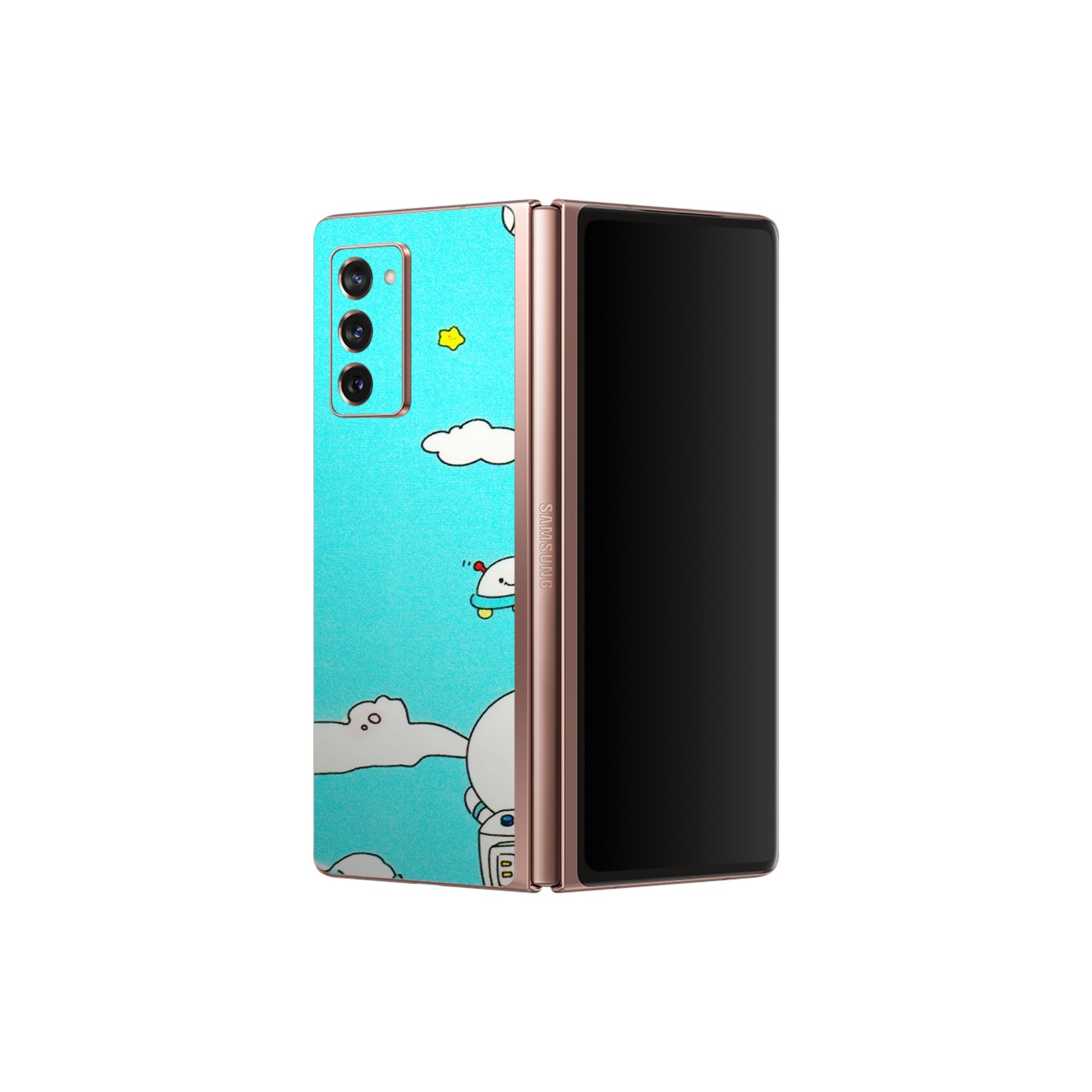 Samsung M/F/Note/Flip and C Phone Skins (All Models) - Blue Skies Astro Float - 3D Embossed Finish (L-230) Samsung Galaxy Z Fold 2