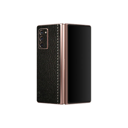 Samsung M/F/Note/Flip and C Phone Skins (All Models) - Black Green Dual Leather Stich - 3D Embossed Finish (L-233) Samsung Galaxy Z Fold 2
