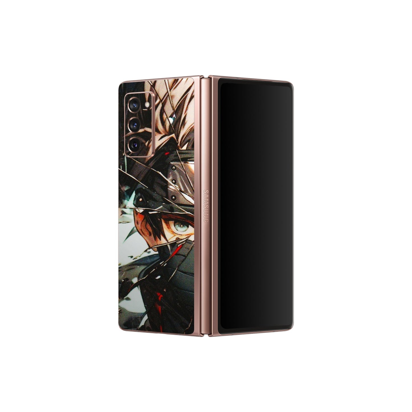 Samsung M/F/Note/Flip and C Phone Skins (All Models) - Kakashi Shattered Glass Effect - 3D Embossed Finish (L-237) Samsung Galaxy Z Fold 2
