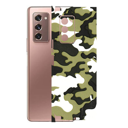 Samsung M/F/Note/Flip and C Phone Skins (All Models) - Camouflages White And Green - 3D Embossed Finish (L-243) Samsung Galaxy Z Fold 2