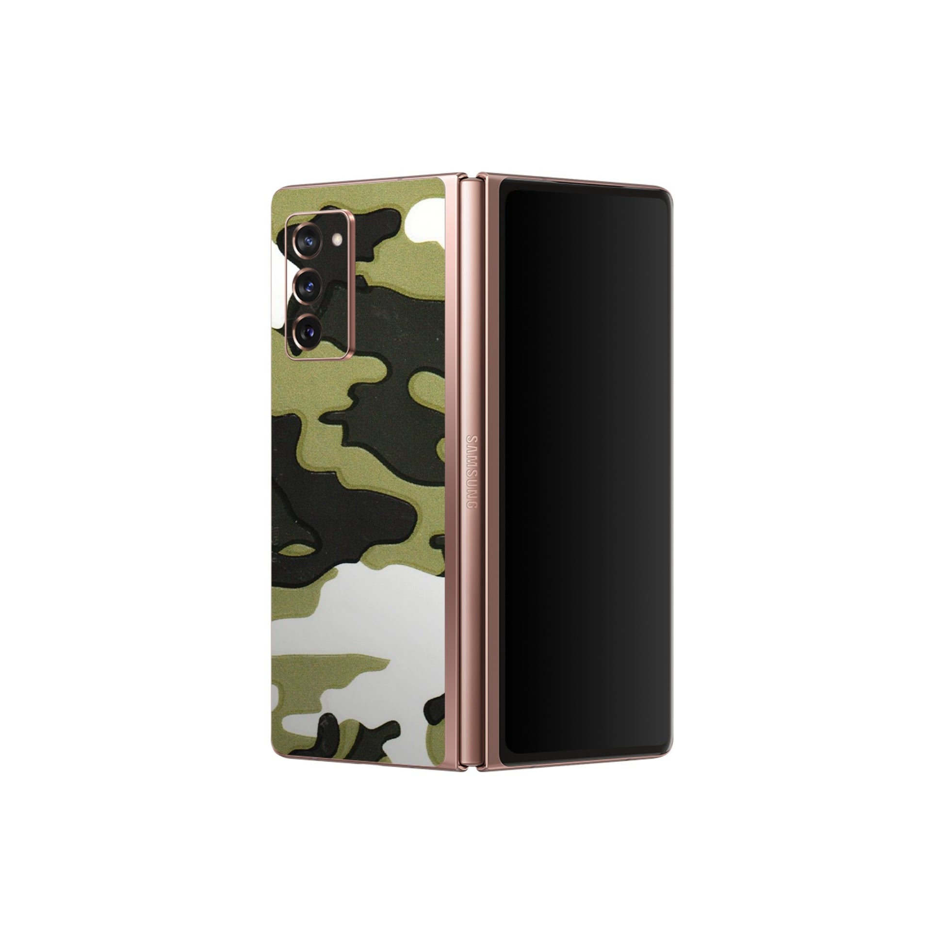 Samsung M/F/Note/Flip and C Phone Skins (All Models) - Camouflages White And Green - 3D Embossed Finish (L-243) Samsung Galaxy Z Fold 2