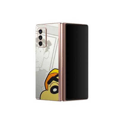 Samsung M/F/Note/Flip and C Phone Skins (All Models) - Yellow Shinchan Comic - 3D Embossed Finish (L-246) Samsung Galaxy Z Fold 2