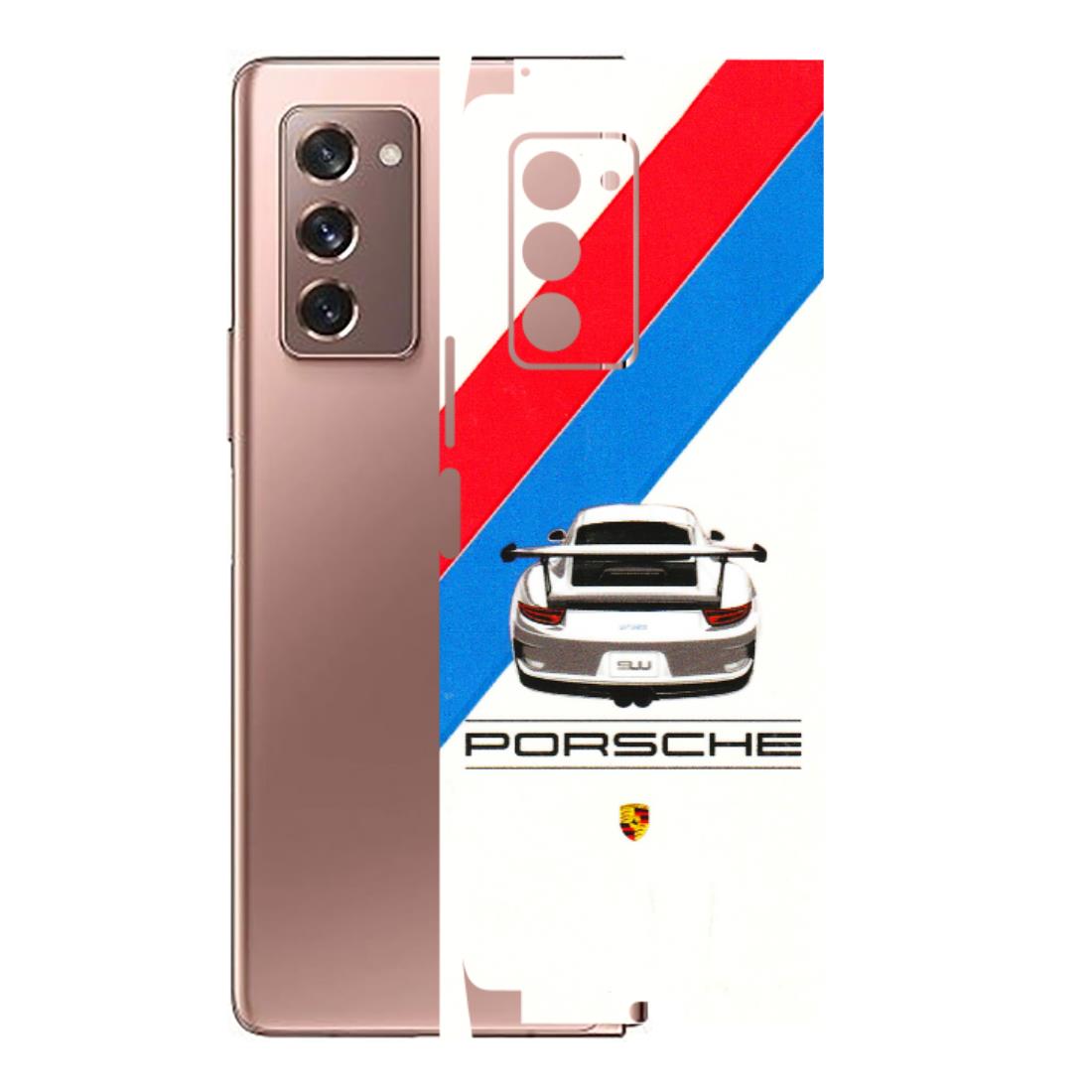 Samsung M/F/Note/Flip and C Phone Skins (All Models) - Porche Car Sober Logo - 3D Embossed Finish (L-248) Samsung Galaxy Z Fold 2
