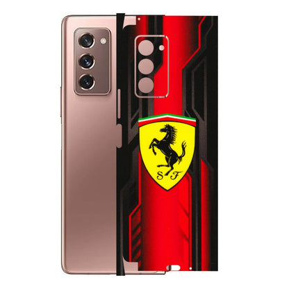 Samsung M/F/Note/Flip and C Phone Skins (All Models) - Black Ferrari Logo - 3D Embossed Finish (L-253) Samsung Galaxy Z Fold 2