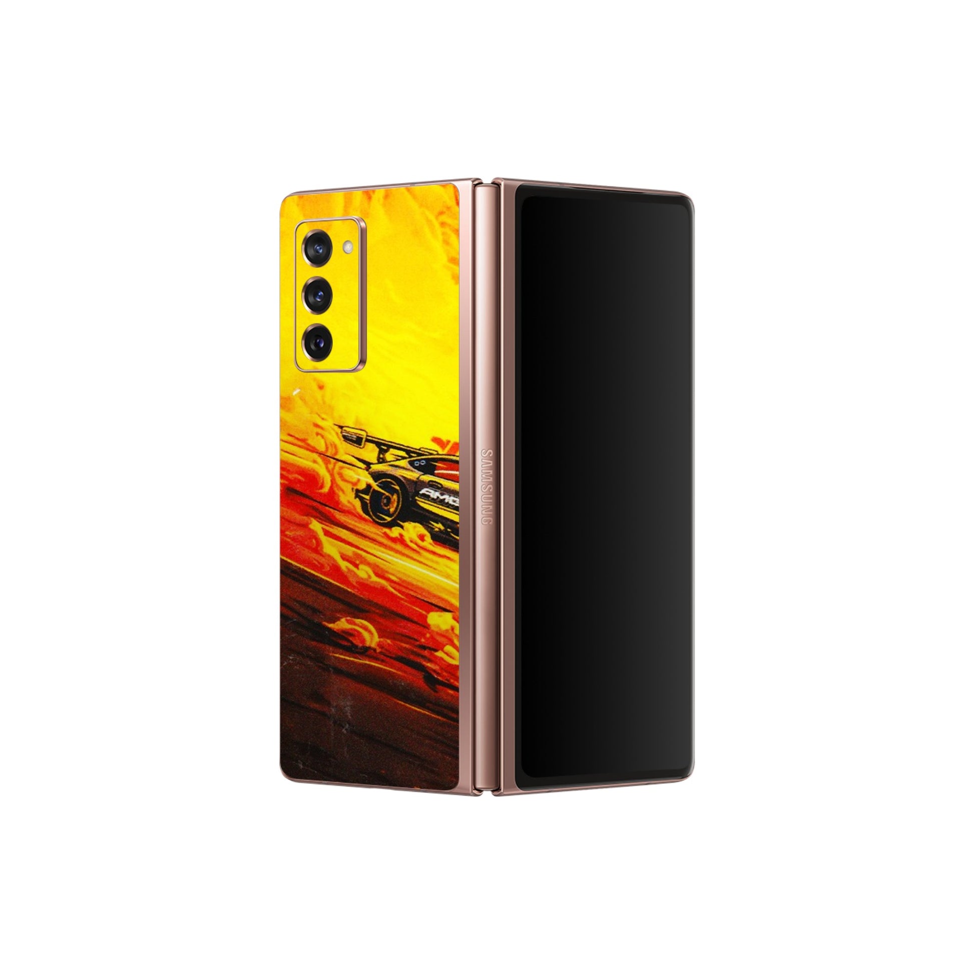 Samsung M/F/Note/Flip and C Phone Skins (All Models) - AMG Car Speed Cover - 3D Embossed Finish (L-256) Samsung Galaxy Z Fold 2