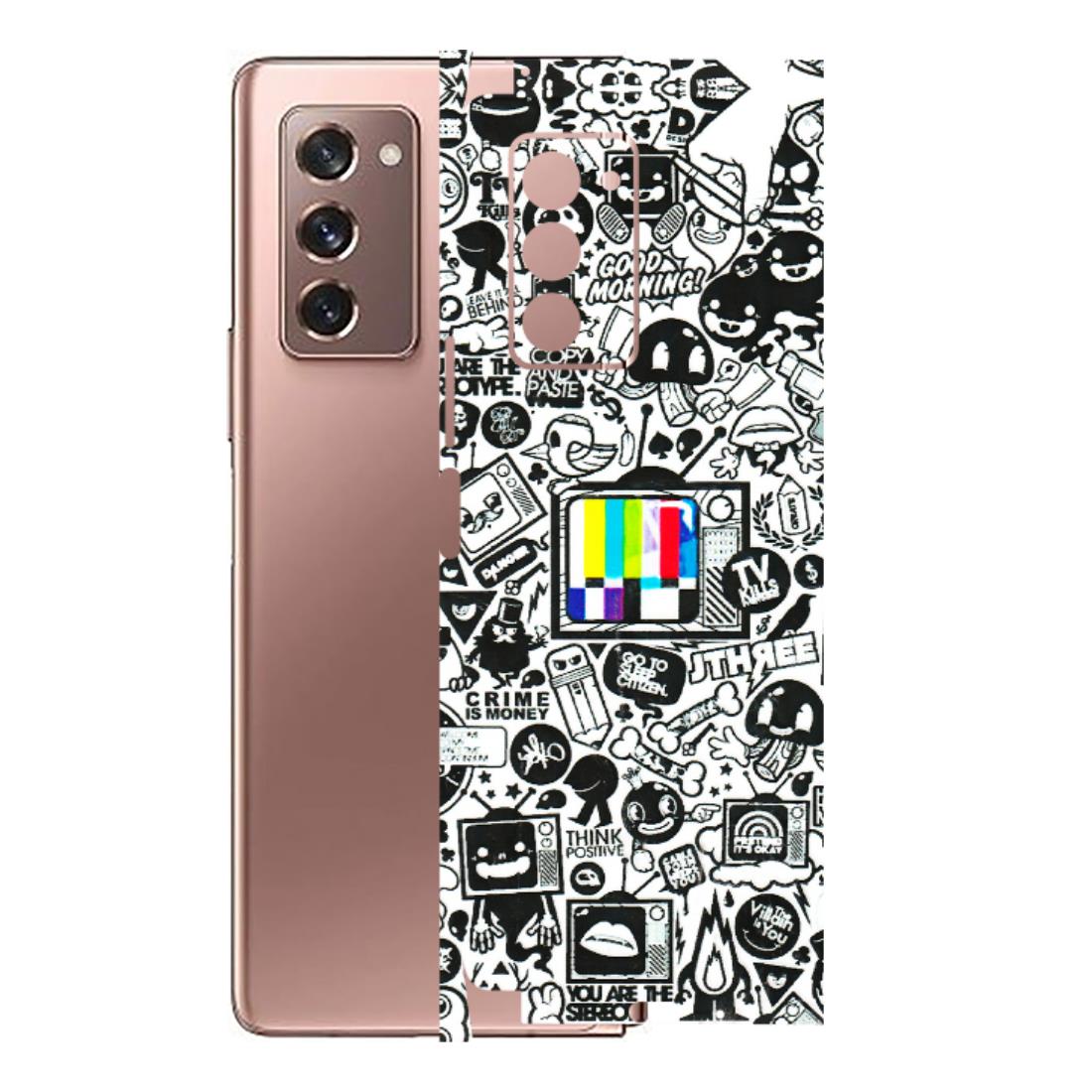 Samsung M/F/Note/Flip and C Phone Skins (All Models) - Doodles Positive Art - 3D Embossed Finish (L-263) Samsung Galaxy Z Fold 2