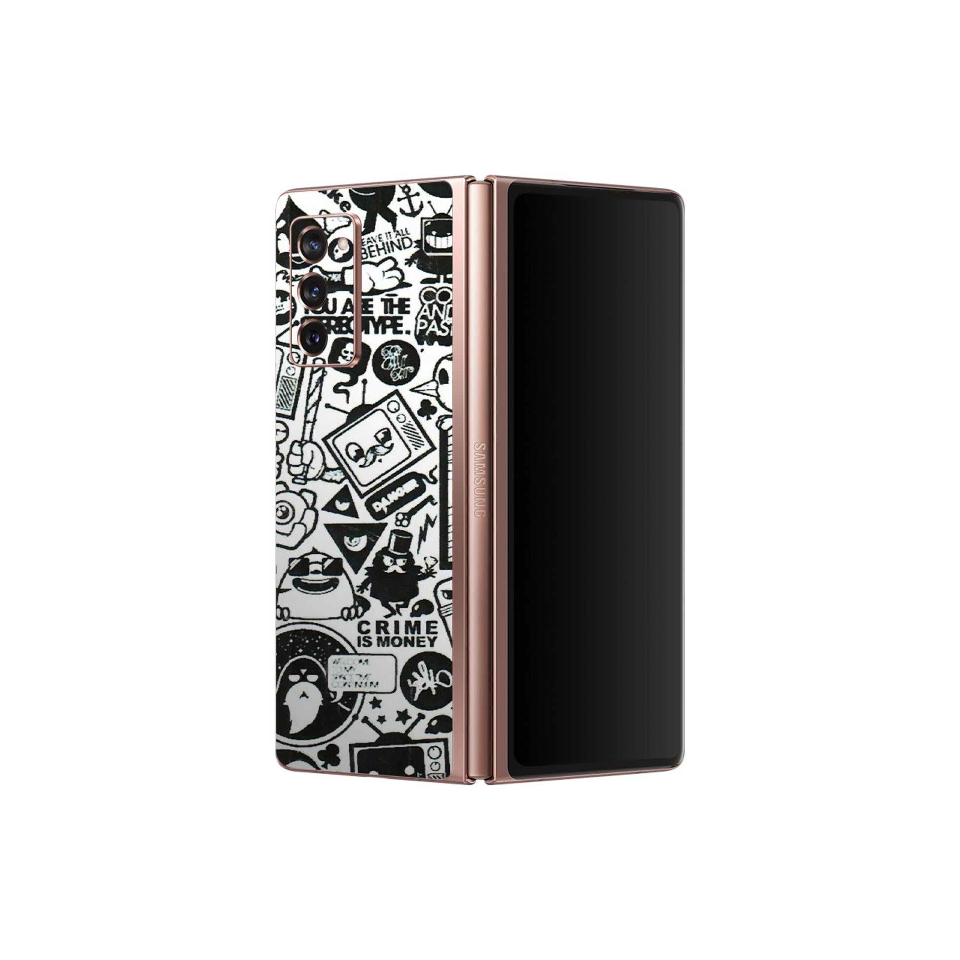 Samsung M/F/Note/Flip and C Phone Skins (All Models) - Doodles Positive Art - 3D Embossed Finish (L-263) Samsung Galaxy Z Fold 2