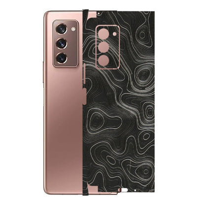 Samsung M/F/Note/Flip and C Phone Skins (All Models) - Abstract White Line Map - 3D Embossed Finish (L-269) Samsung Galaxy Z Fold 2