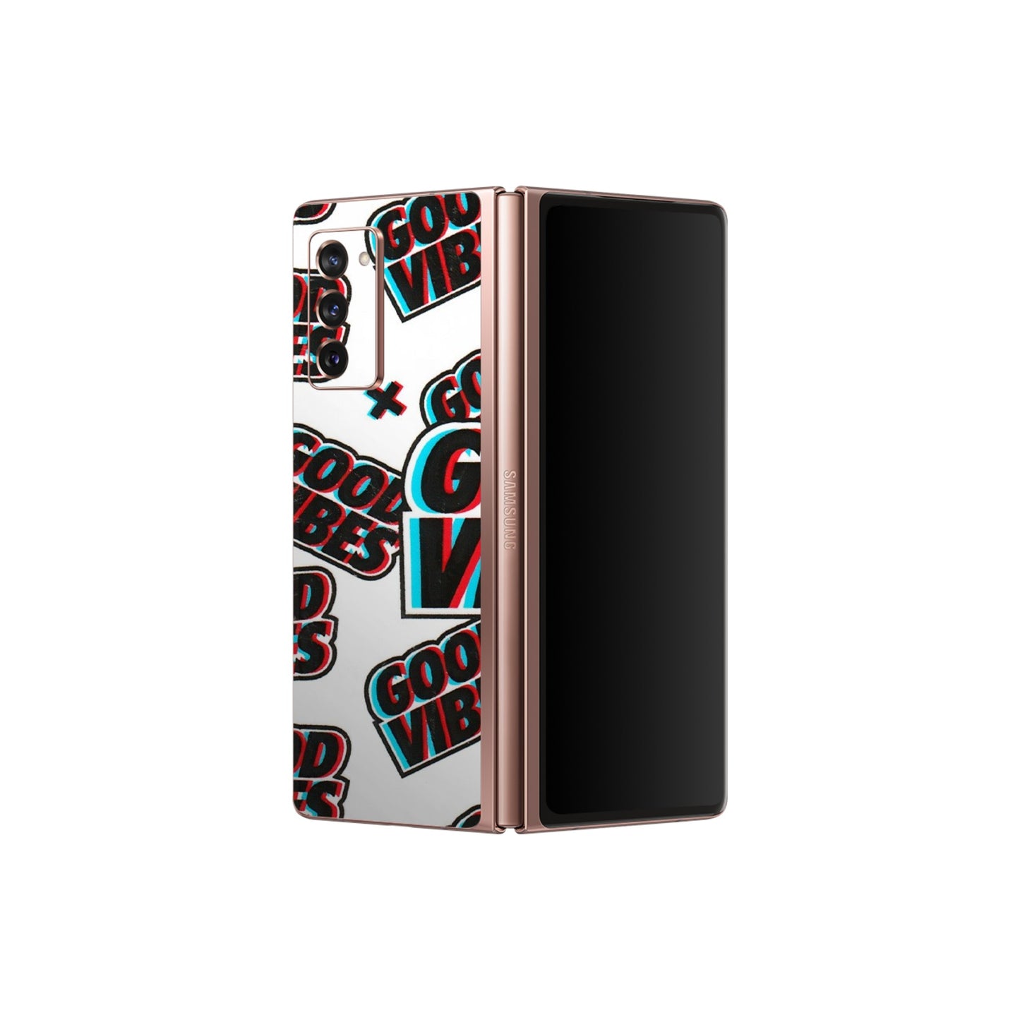 Samsung M/F/Note/Flip and C Phone Skins (All Models) - Good Vibes - 3D Embossed Finish (L-282) Samsung Galaxy Z Fold 2
