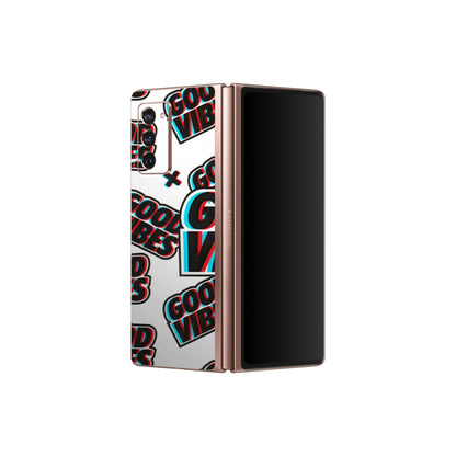Samsung M/F/Note/Flip and C Phone Skins (All Models) - Good Vibes - 3D Embossed Finish (L-282) Samsung Galaxy Z Fold 2