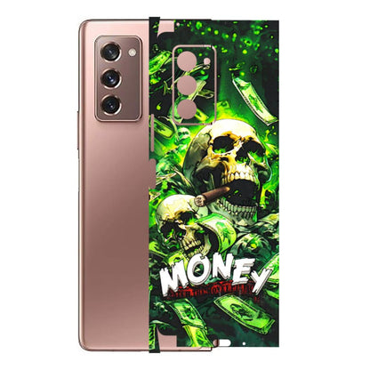 Samsung M/F/Note/Flip and C Phone Skins (All Models) - Skull Money - 3D Embossed Finish (L-303) Samsung Galaxy Z Fold 2