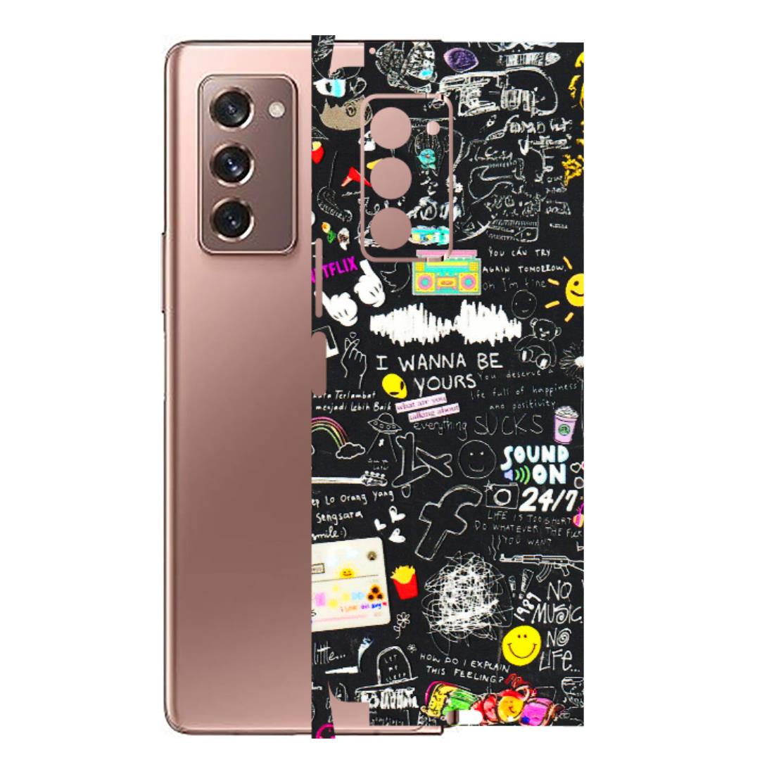 Samsung M/F/Note/Flip and C Phone Skins (All Models) - Black Creatives Doodles - 3D Embossed Finish (L-311) Samsung Galaxy Z Fold 2