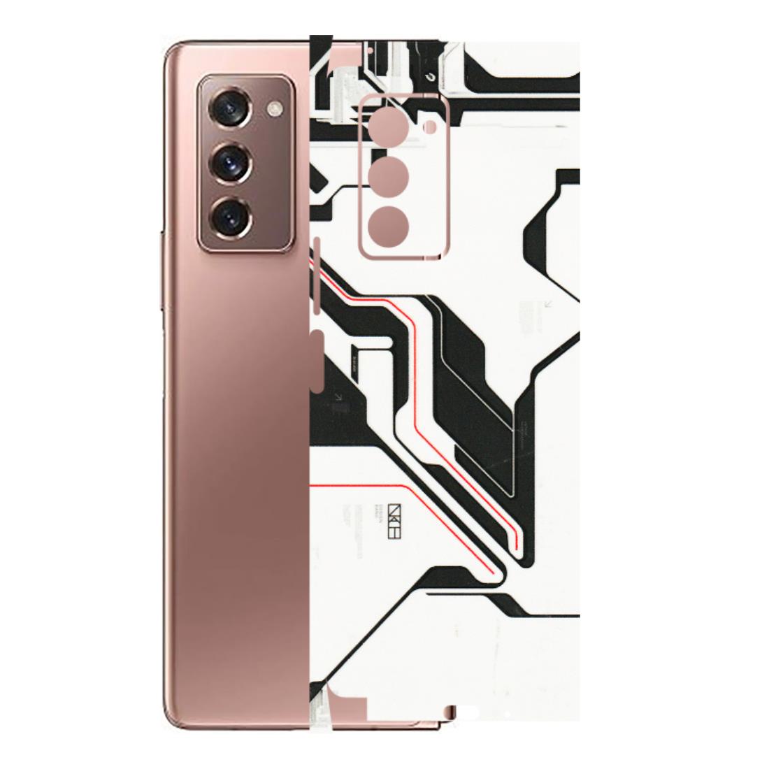 Samsung M/F/Note/Flip and C Phone Skins (All Models) - White Techy Logo - 3D Embossed Finish (L-312) Samsung Galaxy Z Fold 2
