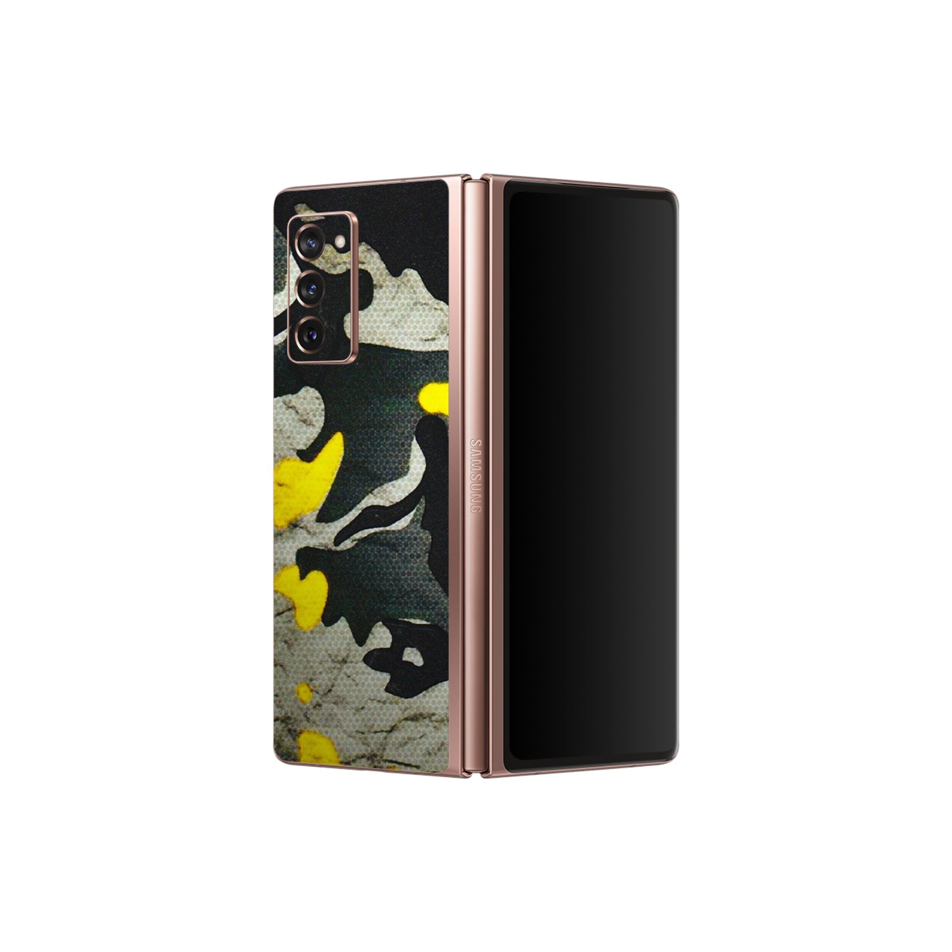 Samsung M/F/Note/Flip and C Phone Skins (All Models) - Yellow Camouflage - 3D Embossed Finish (L-61) Samsung Galaxy Z Fold 2