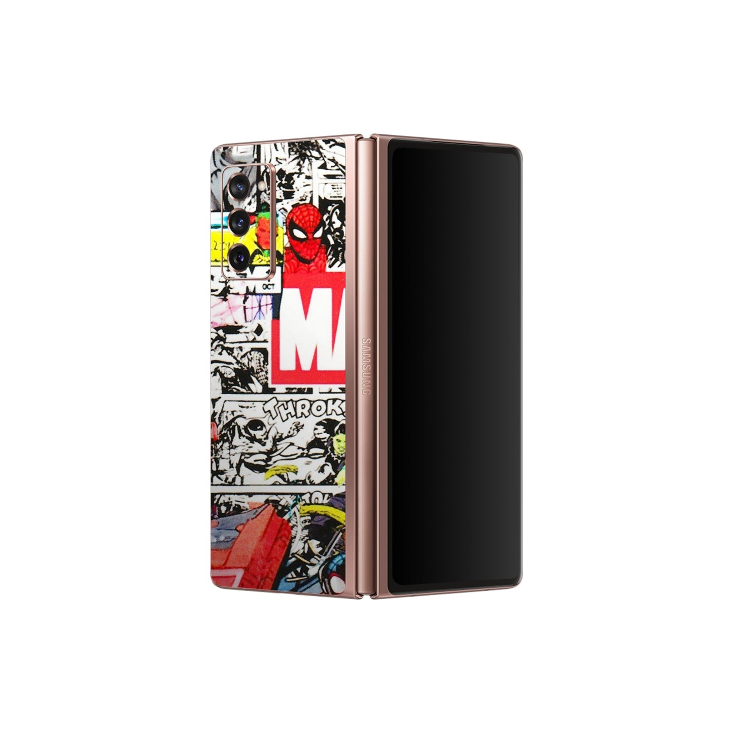 Samsung M/F/Note/Flip and C Phone Skins (All Models) - Marvel Colorful Comic - 3D Embossed Finish (L-64) Samsung Galaxy Z Fold 2