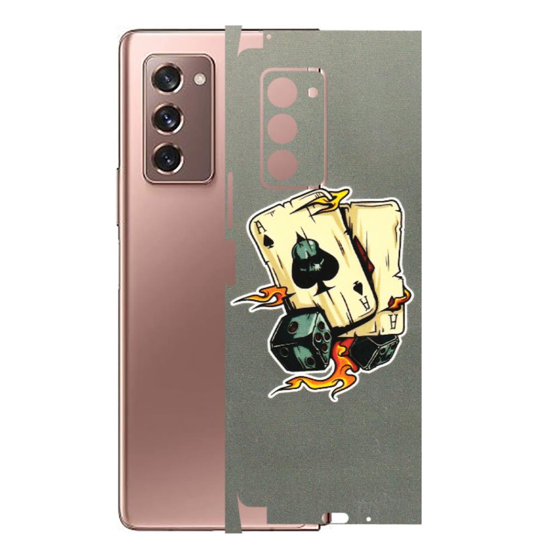 Samsung M/F/Note/Flip and C Phone Skins (All Models) - Grey Cards Of Ace - 3D Embossed Finish (L-77) Samsung Galaxy Z Fold 2