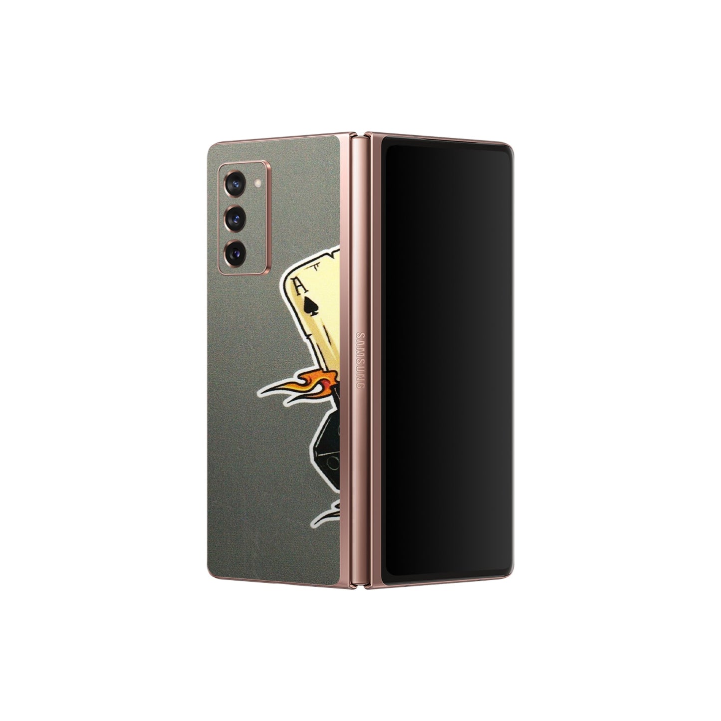 Samsung M/F/Note/Flip and C Phone Skins (All Models) - Grey Cards Of Ace - 3D Embossed Finish (L-77) Samsung Galaxy Z Fold 2