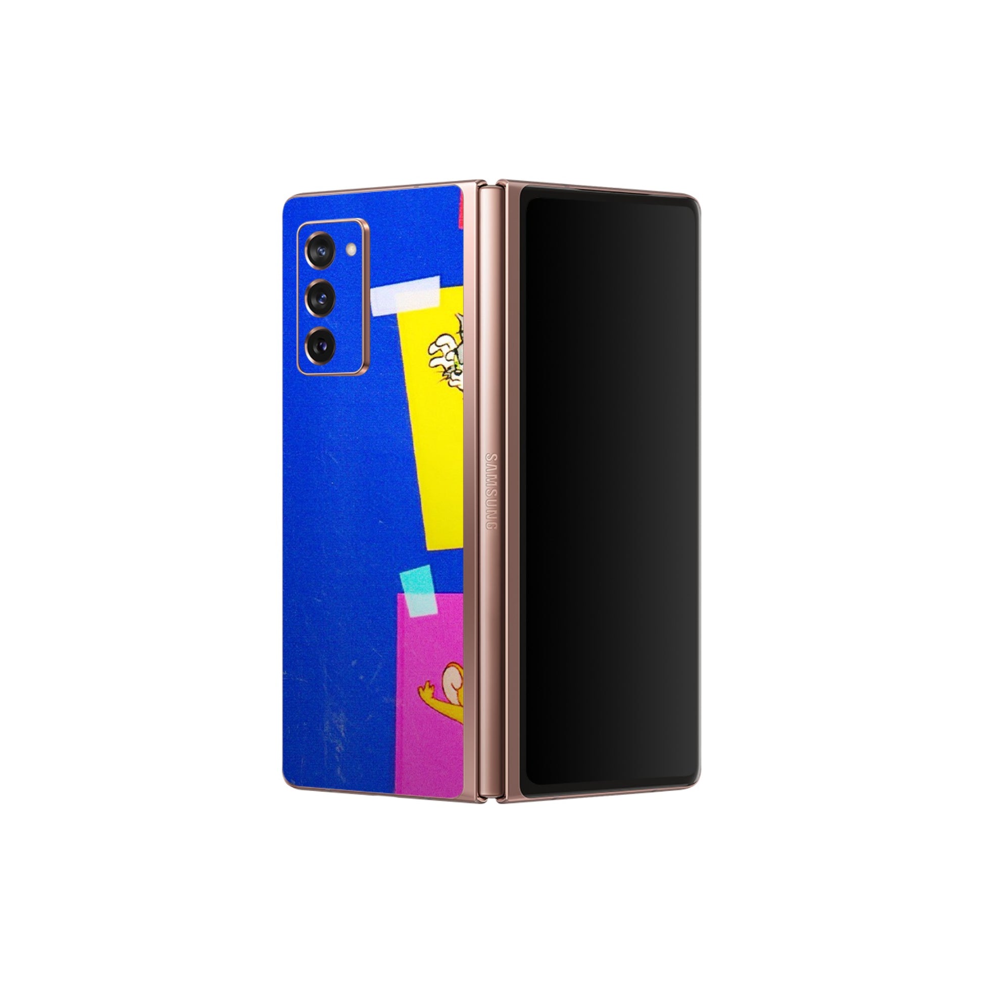 Samsung M/F/Note/Flip and C Phone Skins (All Models) - Tom N Jerry Sticky Notes - 3D Embossed Finish (L-88) Samsung Galaxy Z Fold 2